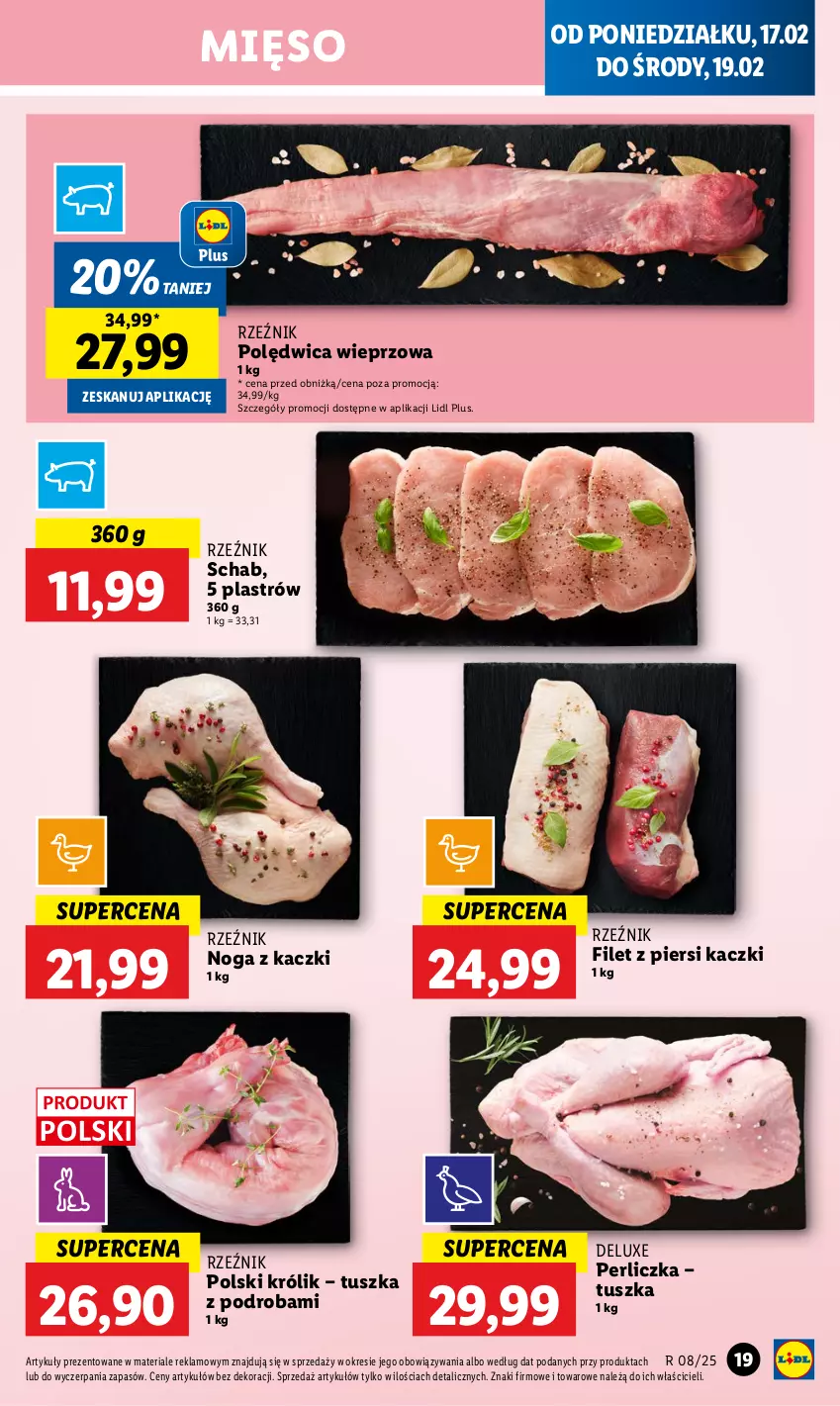 Gazetka promocyjna Lidl - GAZETKA - ważna 17.02 do 19.02.2025 - strona 21 - produkty: Filet z piersi kaczki, Królik, Mięso, Noga z kaczki, Perliczka, Polędwica, Tusz