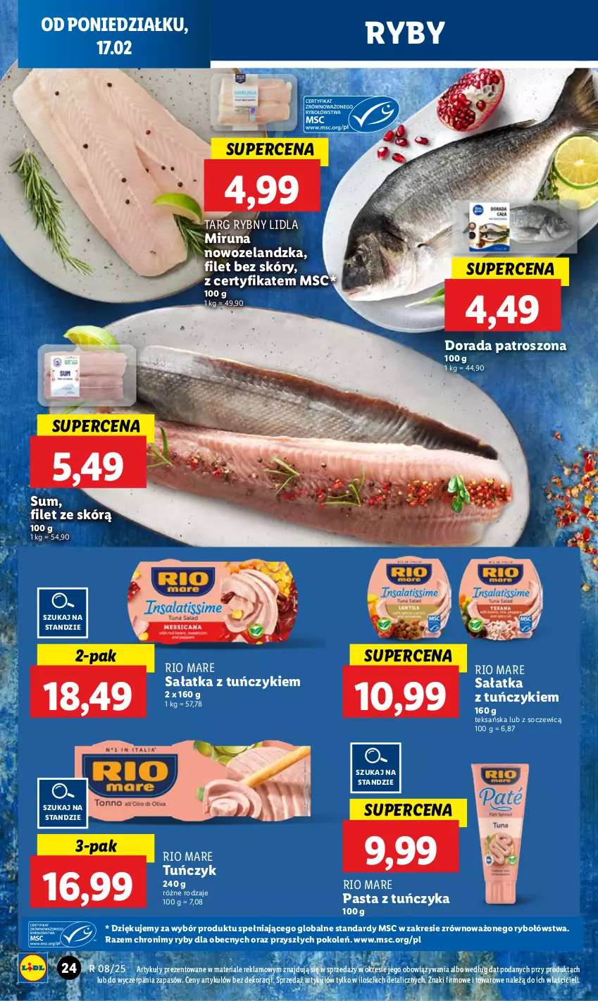 Gazetka promocyjna Lidl - GAZETKA - ważna 17.02 do 19.02.2025 - strona 26 - produkty: Miruna, Rio Mare, Sałat, Sałatka, Tuńczyk