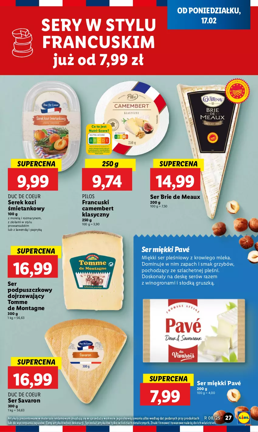 Gazetka promocyjna Lidl - GAZETKA - ważna 17.02 do 19.02.2025 - strona 29 - produkty: Brie, Camembert, Pilos, Ser, Ser pleśniowy, Serek, Wino, Winogrona