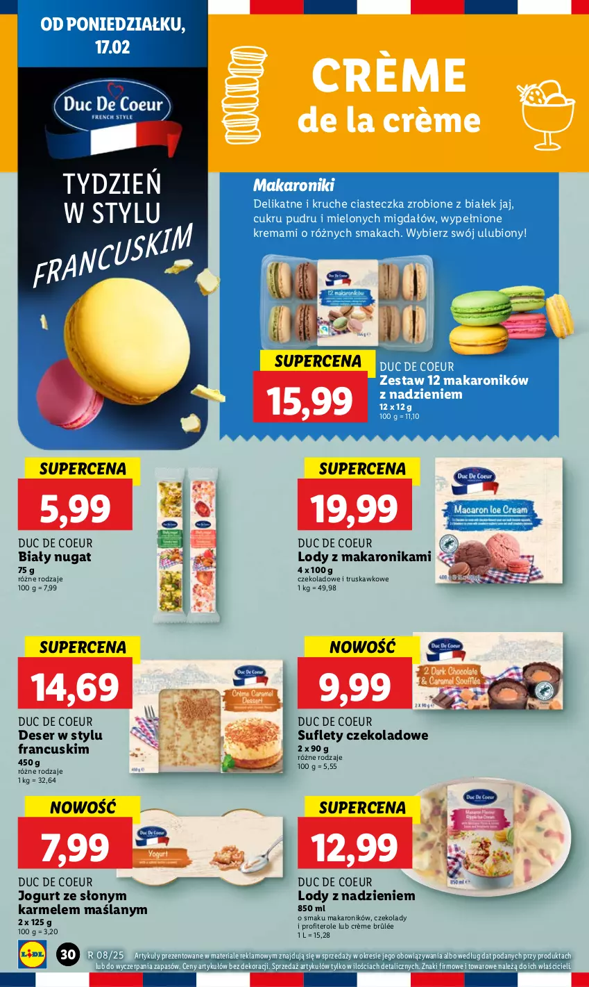 Gazetka promocyjna Lidl - GAZETKA - ważna 17.02 do 19.02.2025 - strona 32 - produkty: Crème brûlée, Deser, Jogurt, Lody, Makaron, Ser