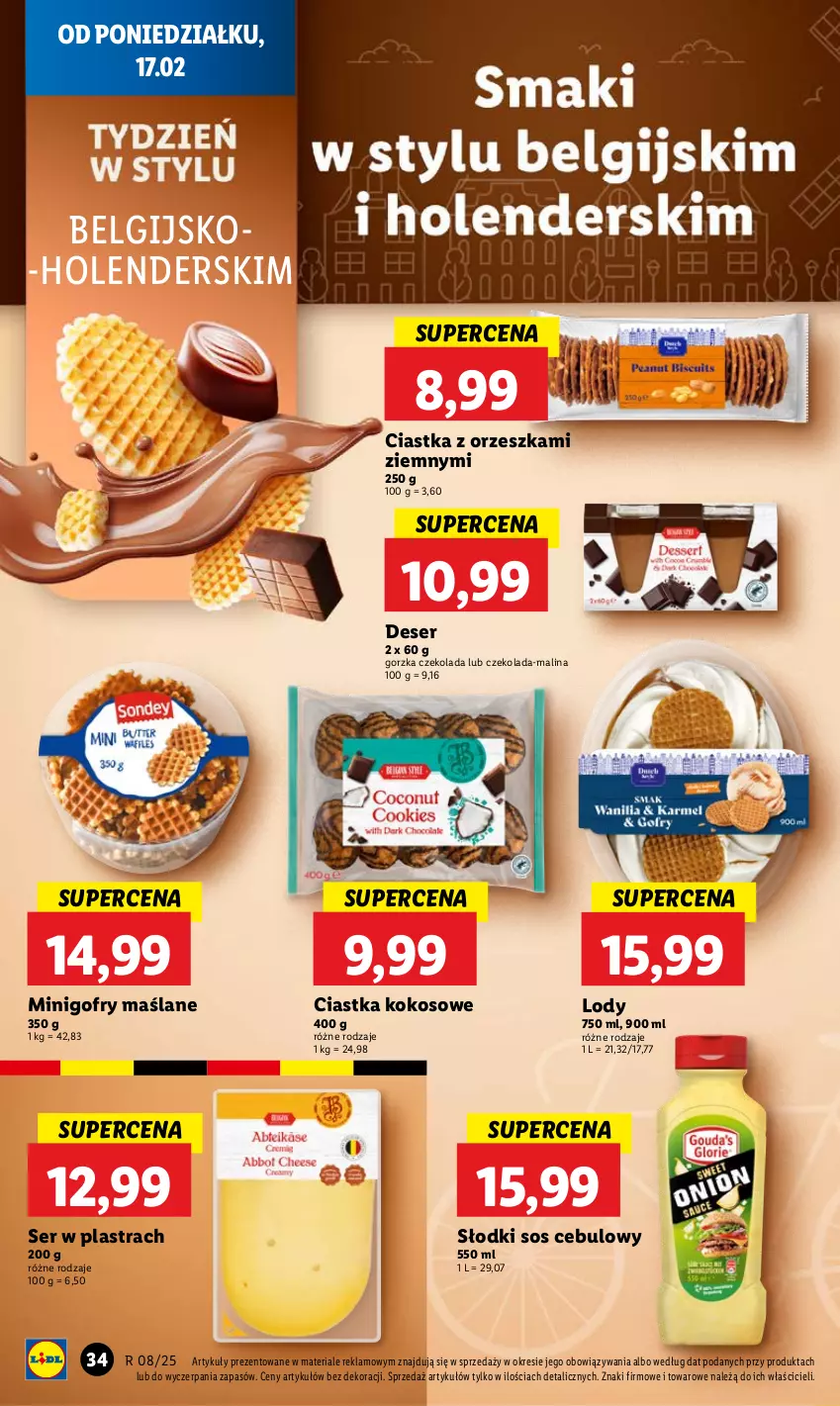 Gazetka promocyjna Lidl - GAZETKA - ważna 17.02 do 19.02.2025 - strona 36 - produkty: Ciastka, Czekolada, Deser, Gofry, Kokos, LG, Lody, Ser, Sos