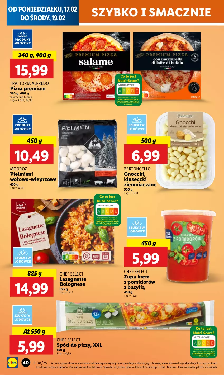 Gazetka promocyjna Lidl - GAZETKA - ważna 17.02 do 19.02.2025 - strona 42 - produkty: Bazyl, Fa, Gnocchi, Lasagne, Pizza, Spód do pizzy, Zupa