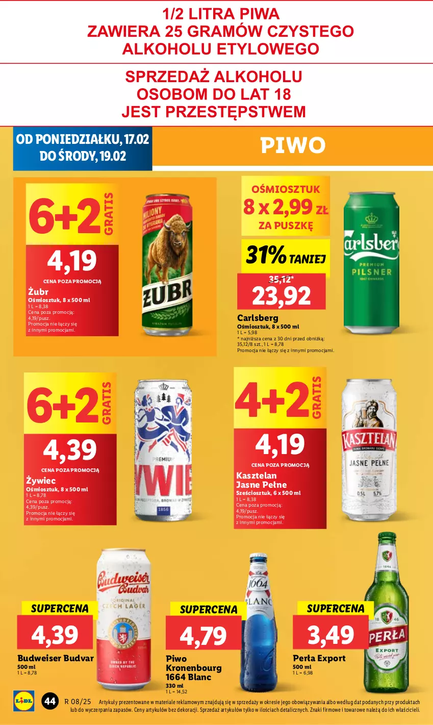 Gazetka promocyjna Lidl - GAZETKA - ważna 17.02 do 19.02.2025 - strona 46 - produkty: Carlsberg, Gra, Kasztelan, Perła, Piwo, Por, Ser