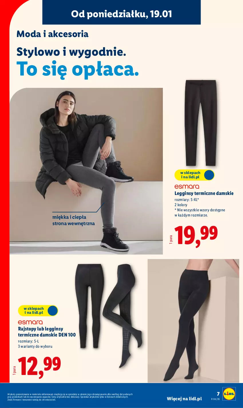 Gazetka promocyjna Lidl - GAZETKA - ważna 19.01 do 25.01.2026 - strona 7 - produkty: Gin, Legginsy, Moda, Rajstopy, Top
