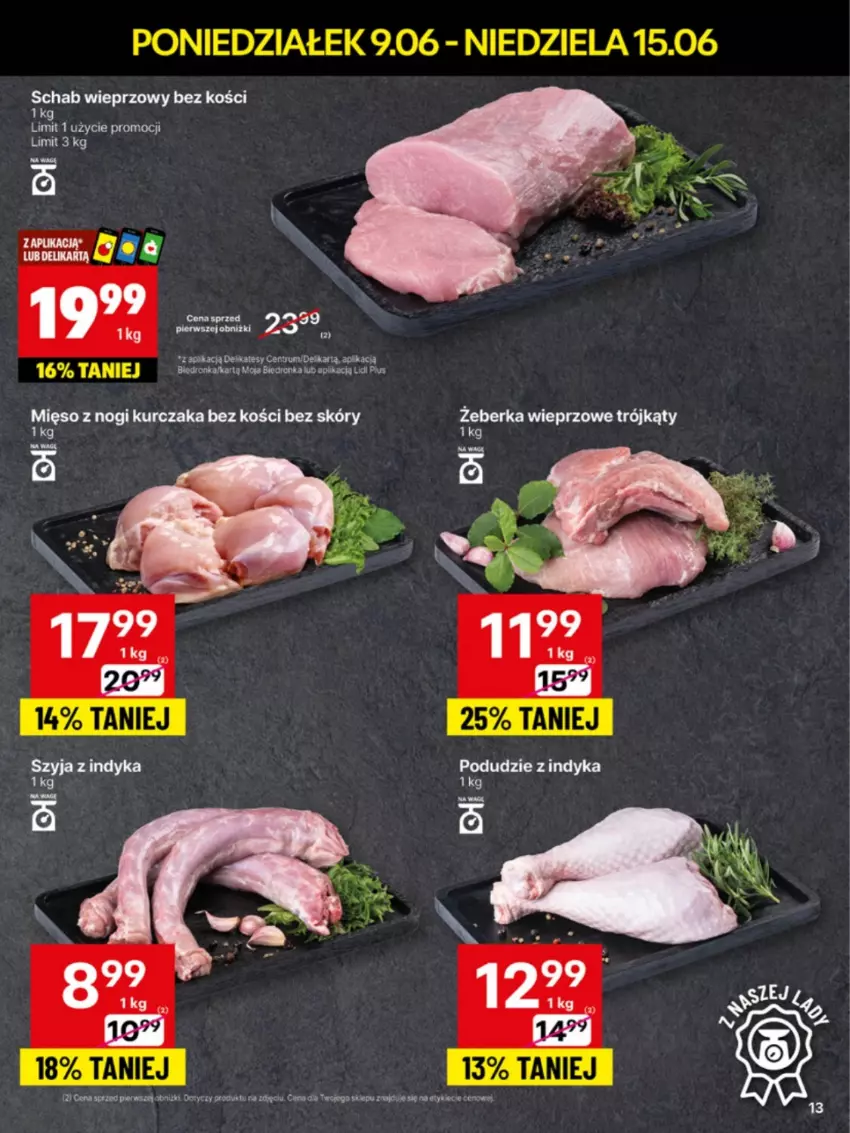 Gazetka promocyjna Delikatesy Centrum - Franczyza DC24 Poniedziałek - ważna 09.06 do 15.06.2025 - strona 13 - produkty: Kurczak, Mięso, Rum, Schab wieprzowy