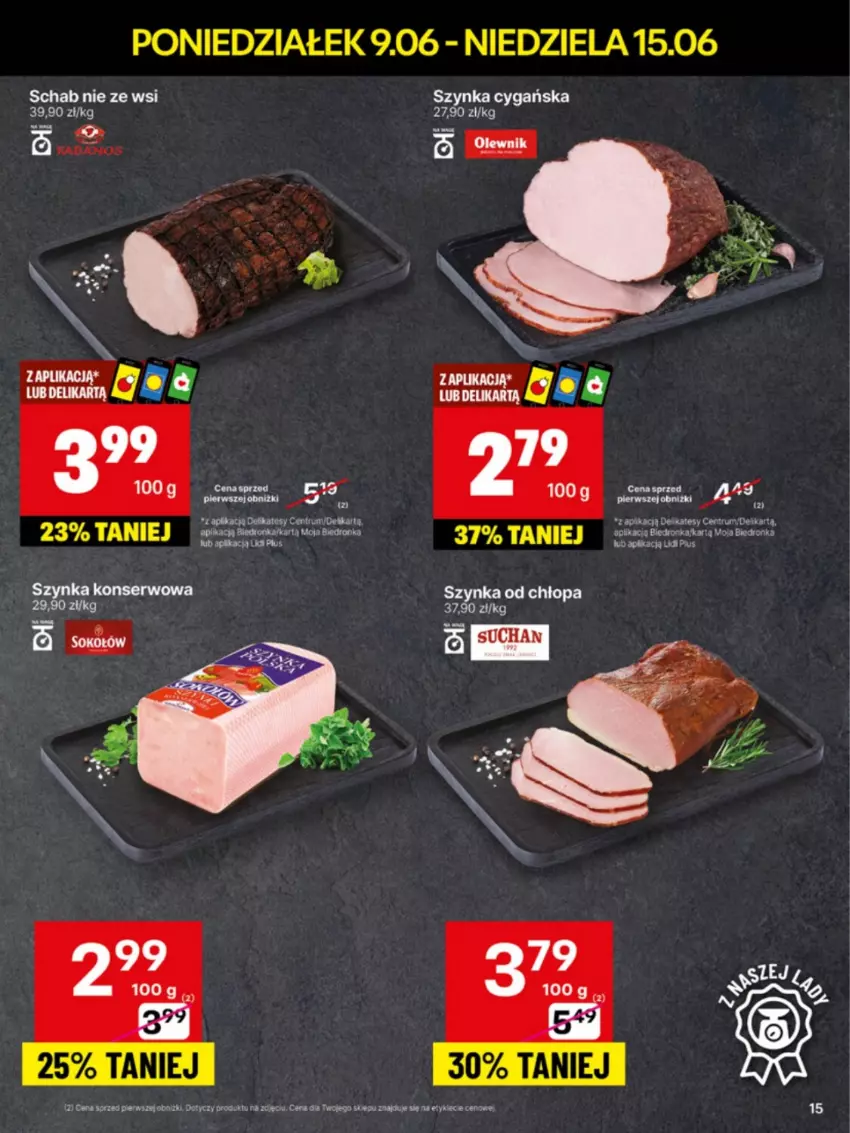 Gazetka promocyjna Delikatesy Centrum - Franczyza DC24 Poniedziałek - ważna 09.06 do 15.06.2025 - strona 15 - produkty: Rum, Ser, Szynka, Szynka cygańska, Szynka konserwowa