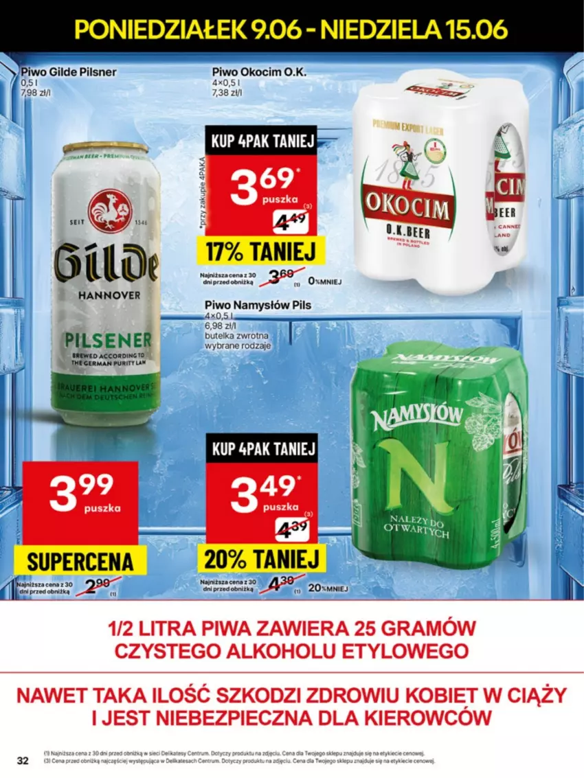 Gazetka promocyjna Delikatesy Centrum - Franczyza DC24 Poniedziałek - ważna 09.06 do 15.06.2025 - strona 32 - produkty: Gra, Koc, Namysłów, Okocim, Piec, Piwa, Piwo, Pur
