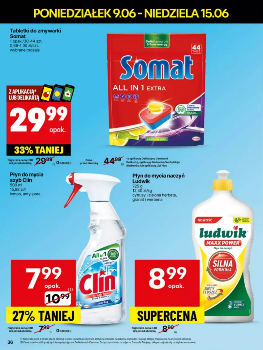 Gazetka promocyjna Delikatesy Centrum - Franczyza DC24 Poniedziałek - ważna 09.06 do 15.06.2025 - strona 36 - produkty: Clin, Do mycia naczyń, Gra, Granat, Herbata, Koc, Ludwik, Płyn do mycia, Płyn do mycia naczyń, Rum, Somat, Tablet, Tabletki do zmywarki, Zmywarki