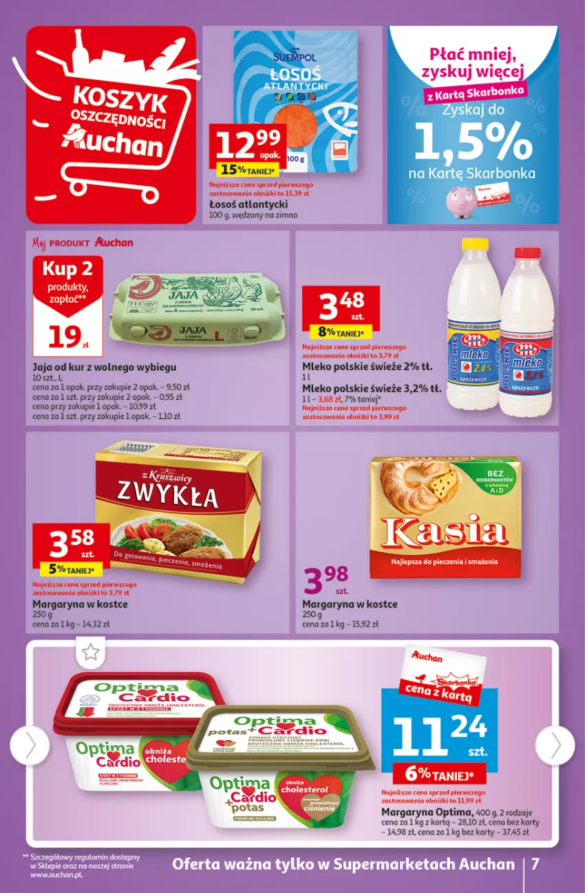 Gazetka promocyjna Auchan - Gazetka Tanie Zakupy Supermarket Auchan - ważna 03.08 do 09.08.2023 - strona 7 - produkty: Jaja, Margaryna, Mleko, Optima