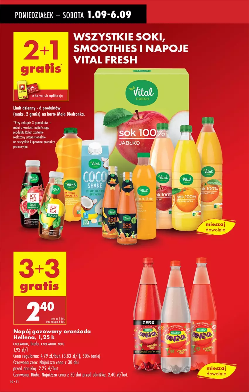 Gazetka promocyjna Biedronka - Od Poniedziałku - ważna 01.09 do 06.09.2025 - strona 10 - produkty: Napój, Napój gazowany, Oranżada, Por, Sok