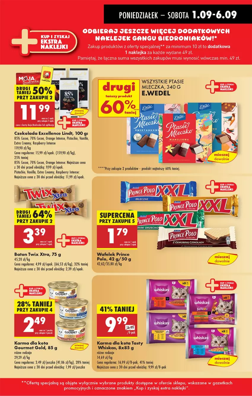 Gazetka promocyjna Biedronka - Od Poniedziałku - ważna 01.09 do 06.09.2025 - strona 27 - produkty: Baton, Czekolada, Fa, Gourmet Gold, LG, Lindt, Prince Polo, Sejf, Twix, Wafelek, Whiskas