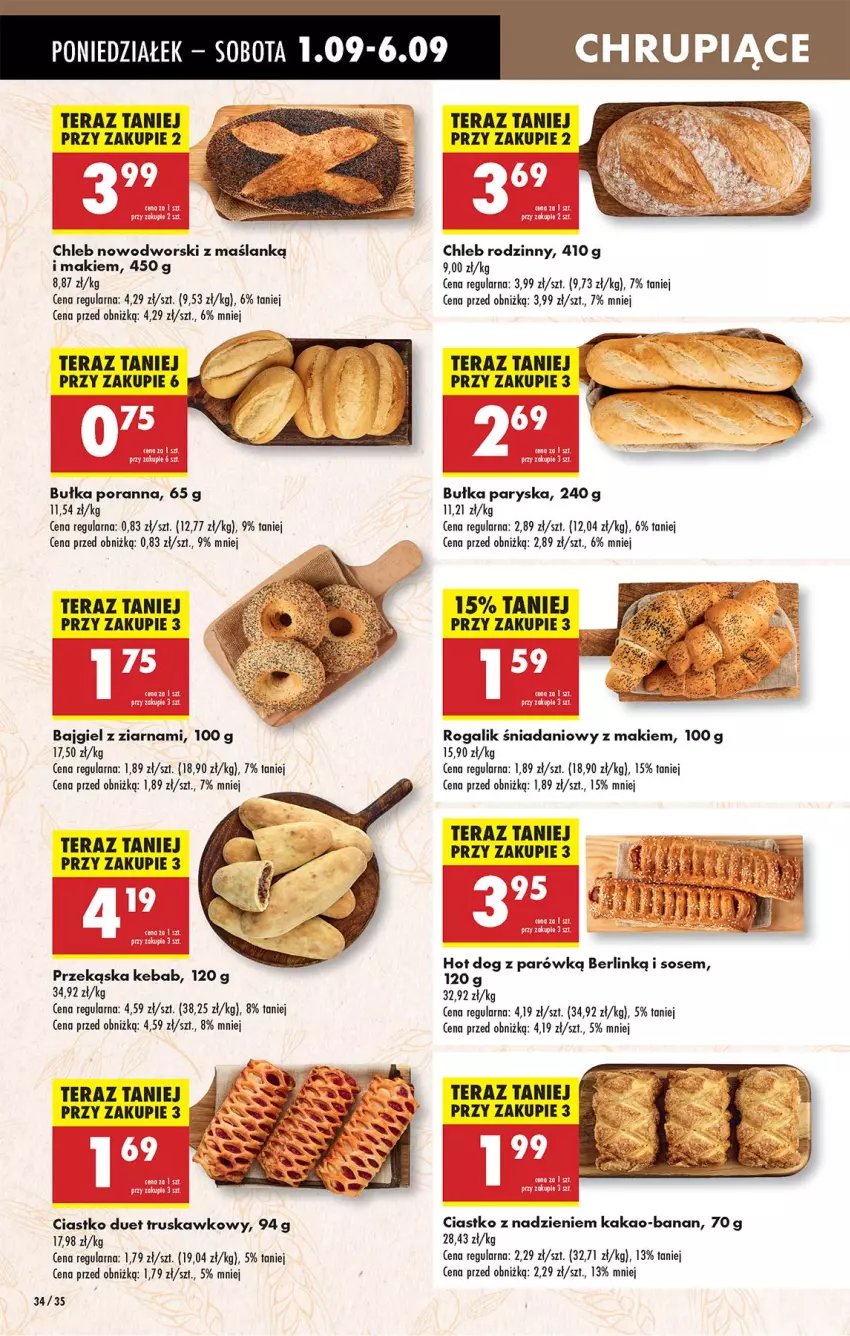 Gazetka promocyjna Biedronka - Od Poniedziałku - ważna 01.09 do 06.09.2025 - strona 36 - produkty: Bułka, Chleb, Danio, Hot dog, Kakao, Kebab, Por, Rogal, Sos, Tera