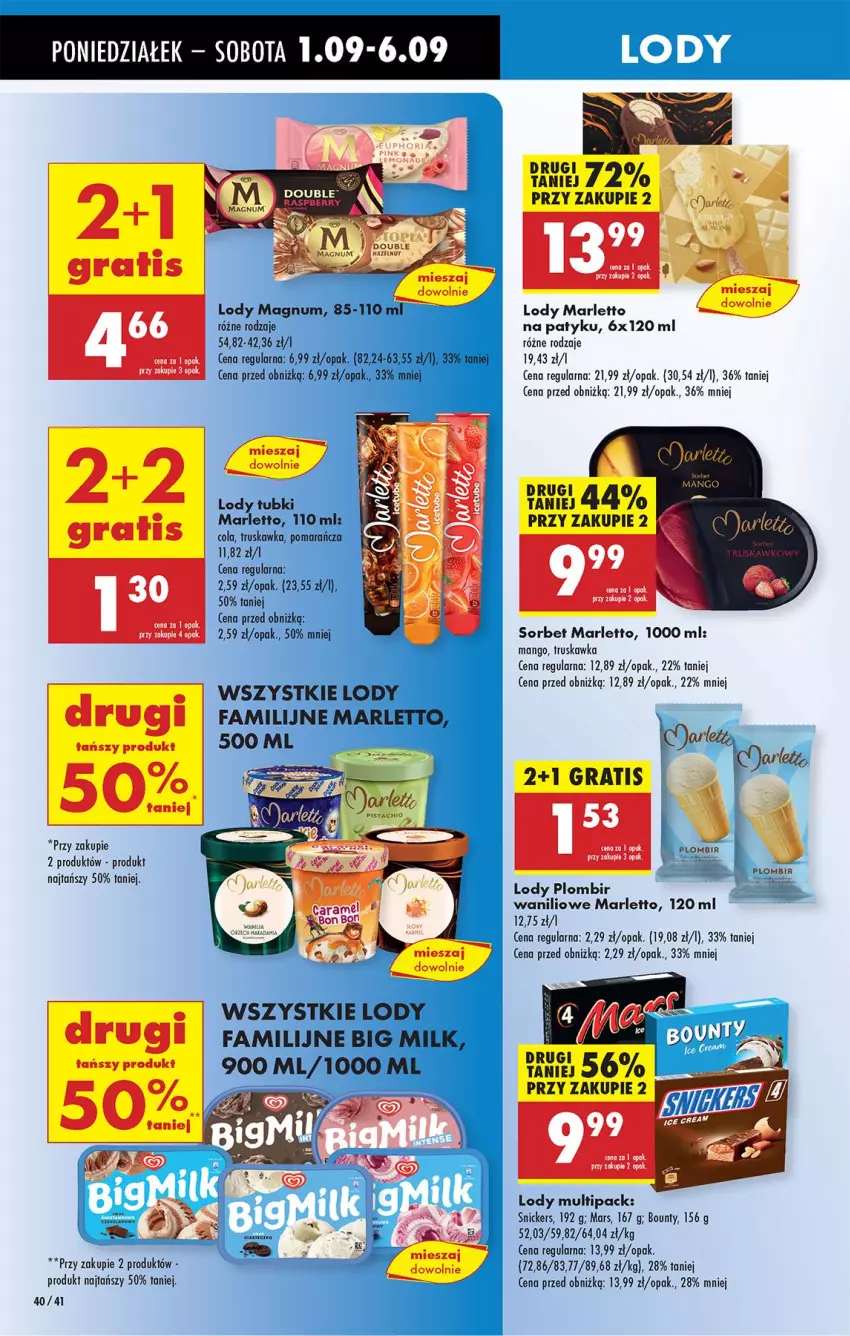 Gazetka promocyjna Biedronka - Od Poniedziałku - ważna 01.09 do 06.09.2025 - strona 42 - produkty: Big Milk, Bounty, Fa, Gra, Lody, Mango, Mars, Ser
