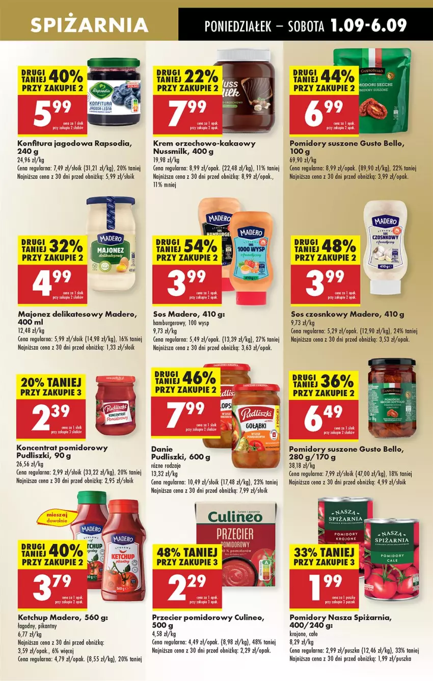 Gazetka promocyjna Biedronka - Od Poniedziałku - ważna 01.09 do 06.09.2025 - strona 47 - produkty: Bell, Burger, Hamburger, Kakao, Ketchup, Koncentrat pomidorowy, Konfitura, Majonez, Pomidory, Pudliszki, Rum, Sos, Sos czosnkowy