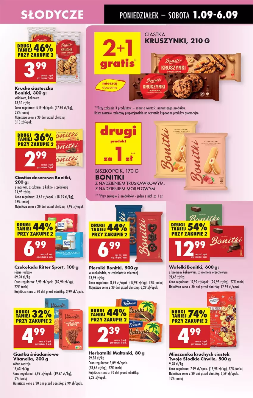 Gazetka promocyjna Biedronka - Od Poniedziałku - ważna 01.09 do 06.09.2025 - strona 49 - produkty: Bonitki, Ciastka, Czekolada, Danio, Deser, Fa, Herbatniki, Kakao, Piernik, Por, Ritter Sport, Ser, Sport, Stek