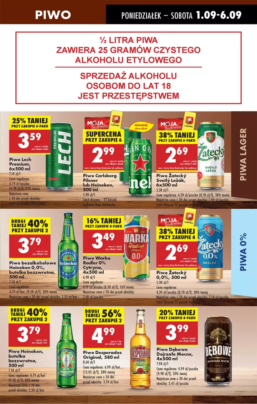 Gazetka promocyjna Biedronka - Od Poniedziałku - ważna 01.09 do 06.09.2025 - strona 55 - produkty: Carlsberg, Desperados, Gin, Heineken, LG, Piwa, Piwo, Radler, Warka