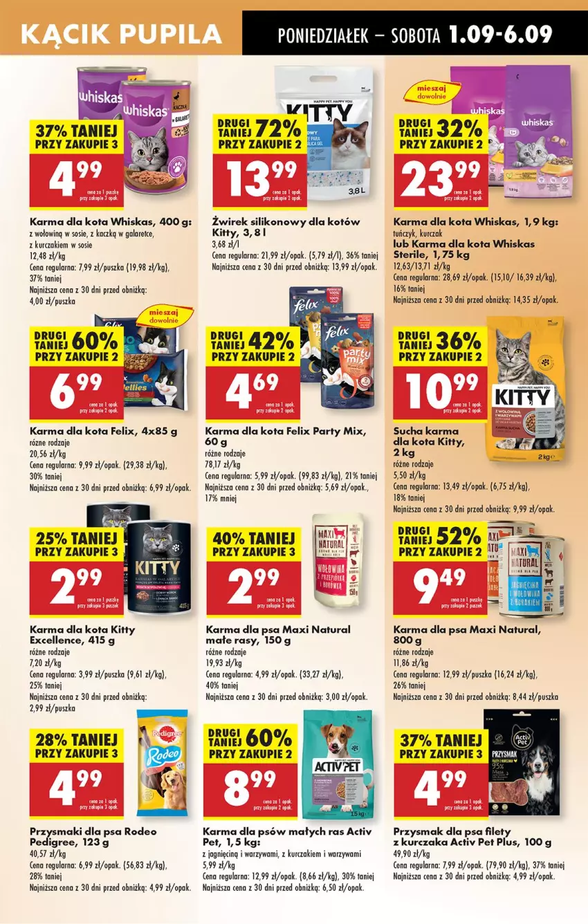 Gazetka promocyjna Biedronka - Od Poniedziałku - ważna 01.09 do 06.09.2025 - strona 65 - produkty: Felix, Gala, Kurczak, Pedigree, Przysmak dla psa, Przysmaki, Sos, Sucha karma, Tuńczyk, Warzywa, Whiskas