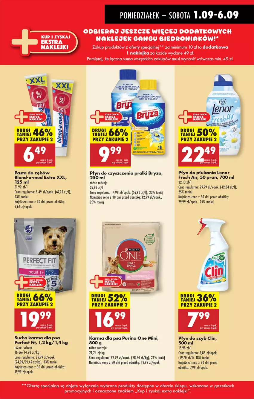 Gazetka promocyjna Biedronka - Od Poniedziałku - ważna 01.09 do 06.09.2025 - strona 67 - produkty: Blend-a-Med, Bryza, Clin, Lenor, Pasta do zębów, Płyn do płukania, Płyn do szyb, Pralki, Pur, Purina, Sucha karma