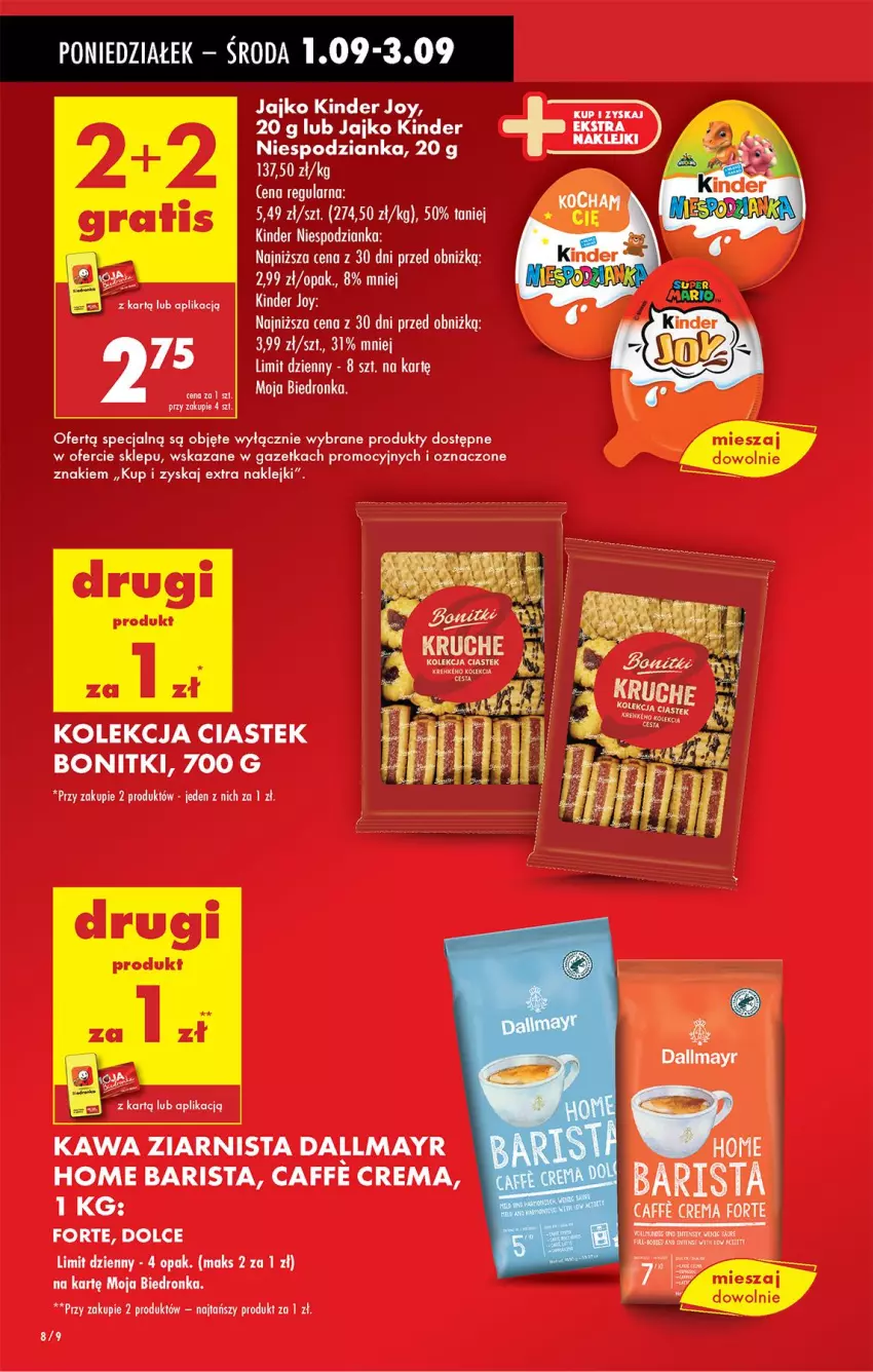 Gazetka promocyjna Biedronka - Od Poniedziałku - ważna 01.09 do 06.09.2025 - strona 8 - produkty: Bonitki, Dallmayr, Kawa, Kawa ziarnista, Kinder, Klej, Koc, Stek
