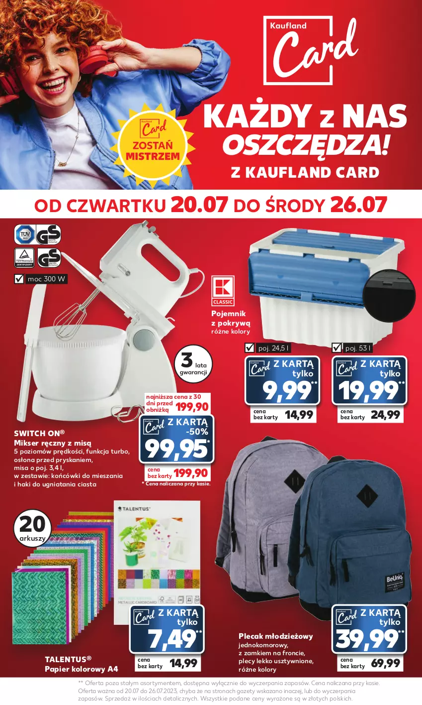 Gazetka promocyjna Kaufland - Mocny Start - ważna 24.07 do 26.07.2023 - strona 18 - produkty: Mikser, Mikser ręczny, Papier, Plecak, Pojemnik, Ser