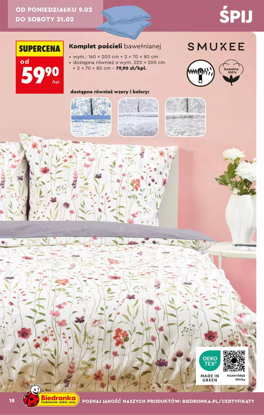Gazetka promocyjna Biedronka - Okazje Tygodnia - ważna 07.02 do 21.02.2026 - strona 18 - produkty: Komplet pościeli, Pościel