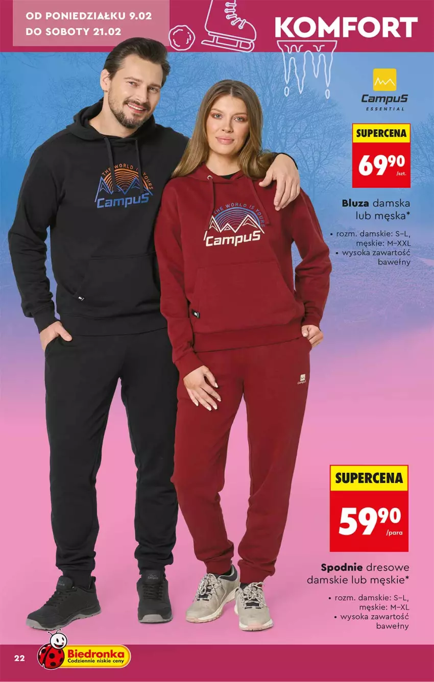 Gazetka promocyjna Biedronka - Okazje Tygodnia - ważna 07.02 do 21.02.2026 - strona 22 - produkty: Dres, Sok, Spodnie, Spodnie dresowe