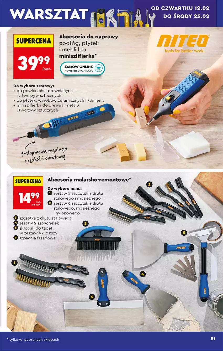 Gazetka promocyjna Biedronka - Okazje Tygodnia - ważna 07.02 do 21.02.2026 - strona 51 - produkty: Fa, Szczotka, Szlifierka
