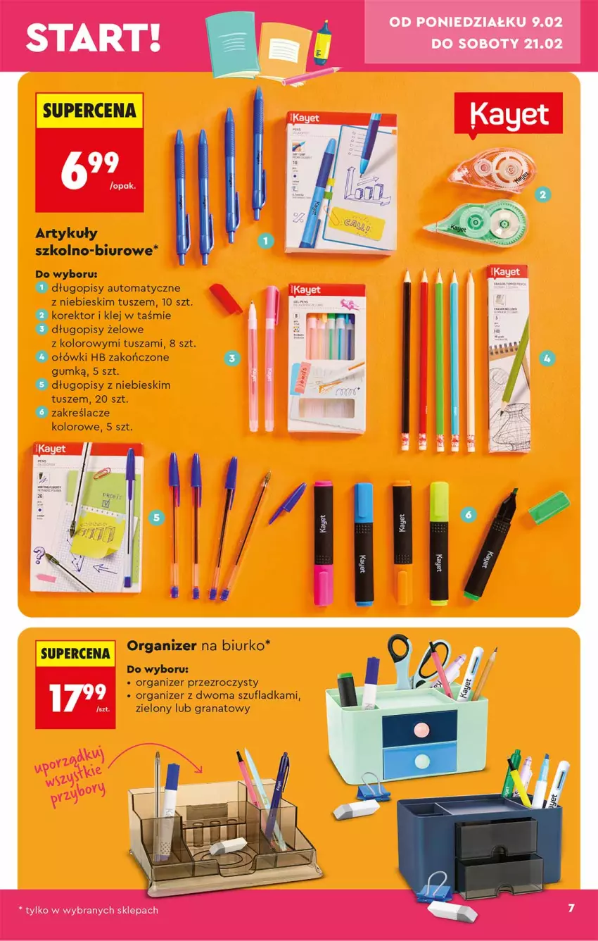 Gazetka promocyjna Biedronka - Okazje Tygodnia - ważna 07.02 do 21.02.2026 - strona 7 - produkty: Biurko, Biuro, Długopis, Gra, Granat, Klej, Organizer, Tusz