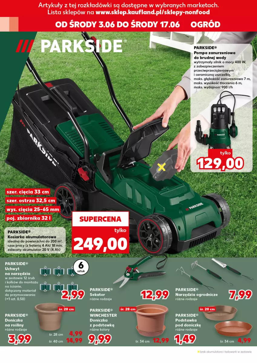Gazetka promocyjna Kaufland - Kaufland - ważna 03.06 do 17.06.2026 - strona 18 - produkty: Akumulator, Fa, Kosiarka, Ogród, Parkside, Piec, Sekator, Sok