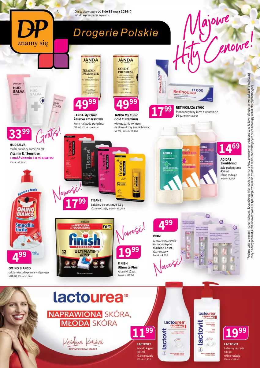 Gazetka promocyjna Drogerie Polskie - Gazetka - ważna 08.05 do 31.05.2026 - strona 1 - produkty: Adidas, Clin, Danio, Dzieci, Fa, Finish, Gra, Krem na dzień, Mars, Mop, Odplamiacz, Por