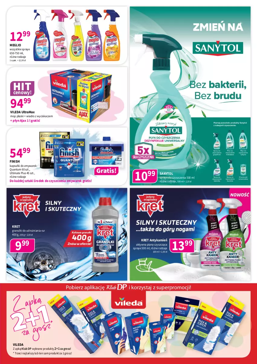 Gazetka promocyjna Drogerie Polskie - Gazetka - ważna 08.05 do 31.05.2026 - strona 7 - produkty: Ajax, Finish, Gra, Kret, Mop, Rama, Sanytol, Vileda, Wiadro, Wiadro z wyciskaczem