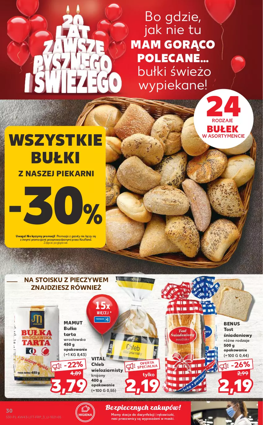 Gazetka promocyjna Kaufland - OFERTA TYGODNIA - ważna 28.10 do 03.11.2021 - strona 30 - produkty: Bułka, Bułka tarta, Chleb, Chleb wieloziarnisty, Danio, Piec, Tarta, Waga