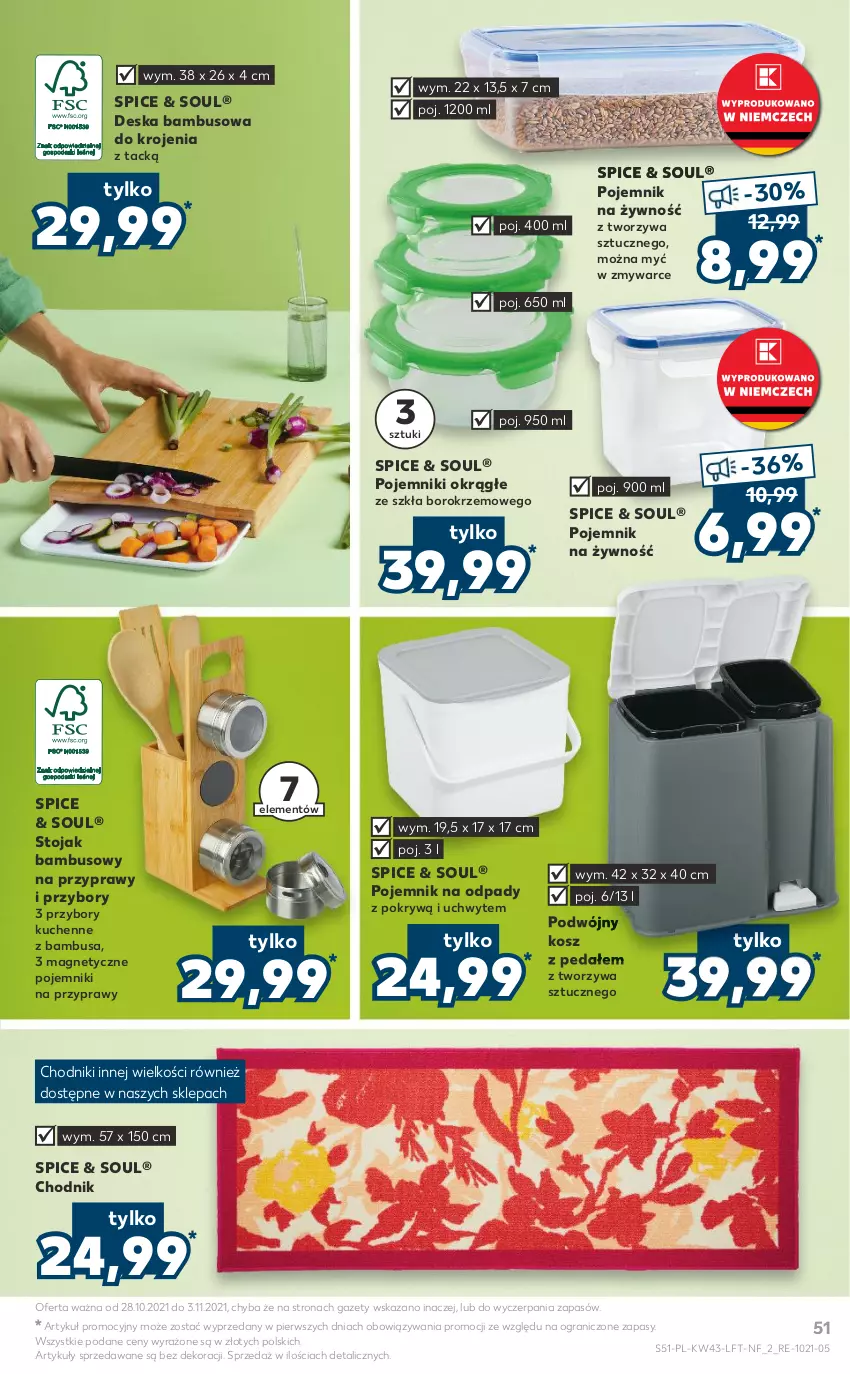 Gazetka promocyjna Kaufland - OFERTA TYGODNIA - ważna 28.10 do 03.11.2021 - strona 51 - produkty: Chodnik, Gra, Kosz, Pojemnik, Przybory kuchenne, Przyprawy, Stojak