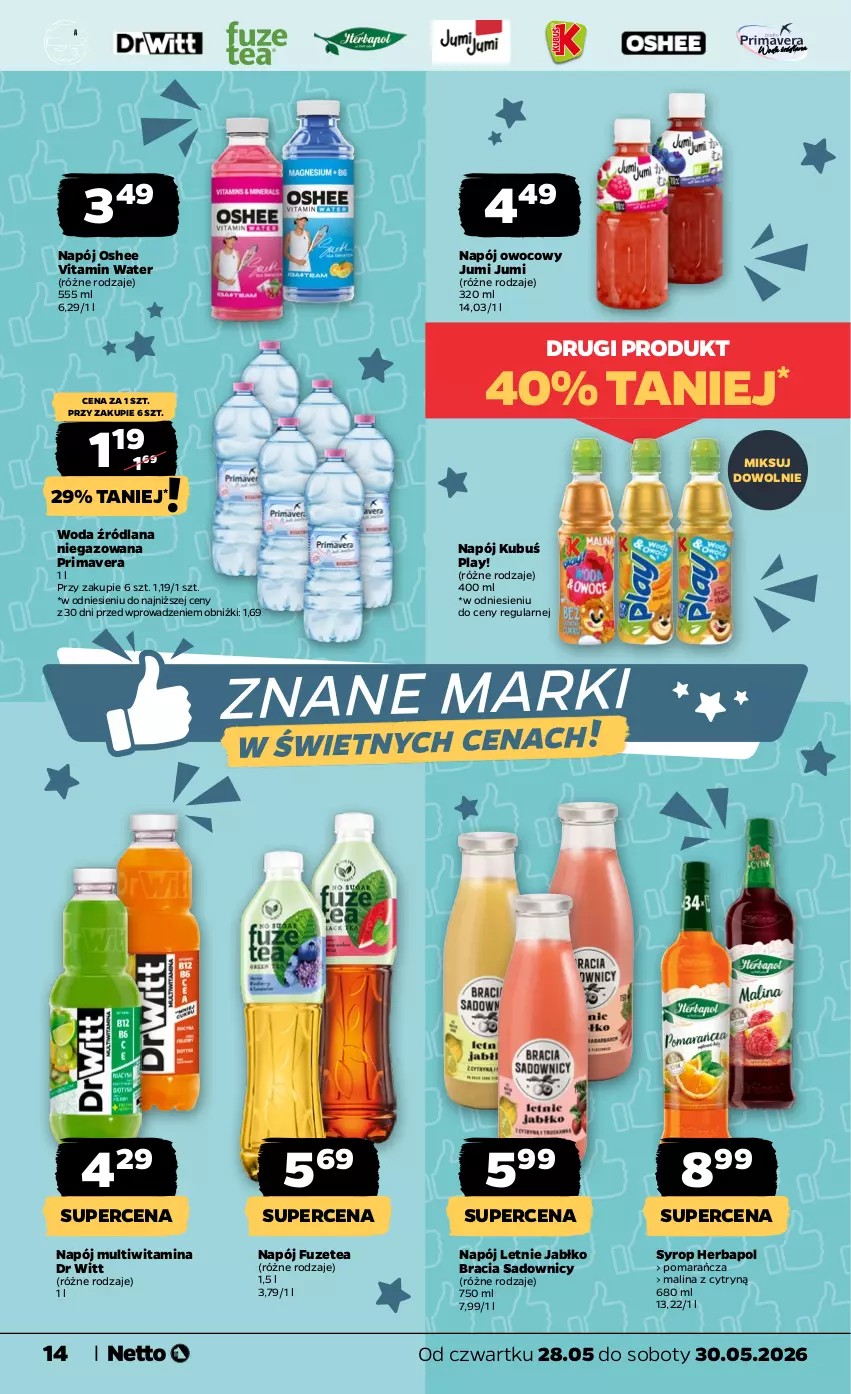 Gazetka promocyjna Netto - Od Czwartku - ważna 28.05 do 30.05.2026 - strona 14 - produkty: Herbapol, Kubuś, LANA, Napój, Oshee, Prima, Primavera, Syrop, Woda