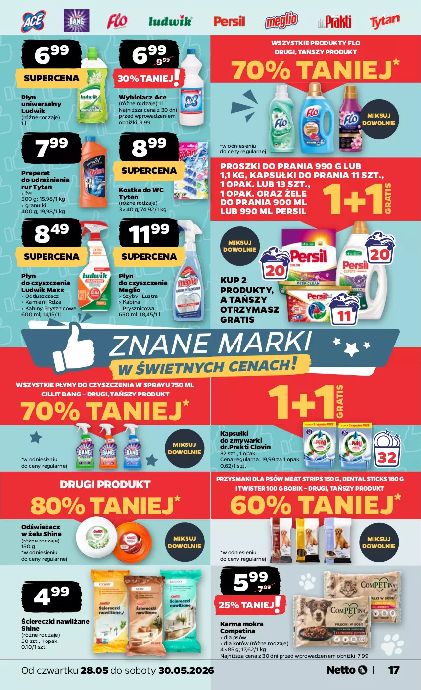 Gazetka promocyjna Netto - Od Czwartku - ważna 28.05 do 30.05.2026 - strona 17 - produkty: Cillit Bang, Gra, Kabina prysznicowa, Kapsułki do prania, Kostka do wc, Lovi, Ludwik, Odtłuszczacz, Persil, Przysmaki, Tytan, Zmywarki
