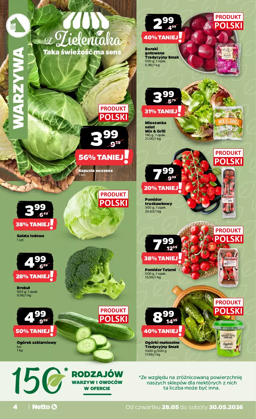 Gazetka promocyjna Netto - Od Czwartku - ważna 28.05 do 30.05.2026 - strona 4 - produkty: Buraki, Grill, Mieszanka sałat, Ogórek, Sałat, Sałata lodowa, Warzywa