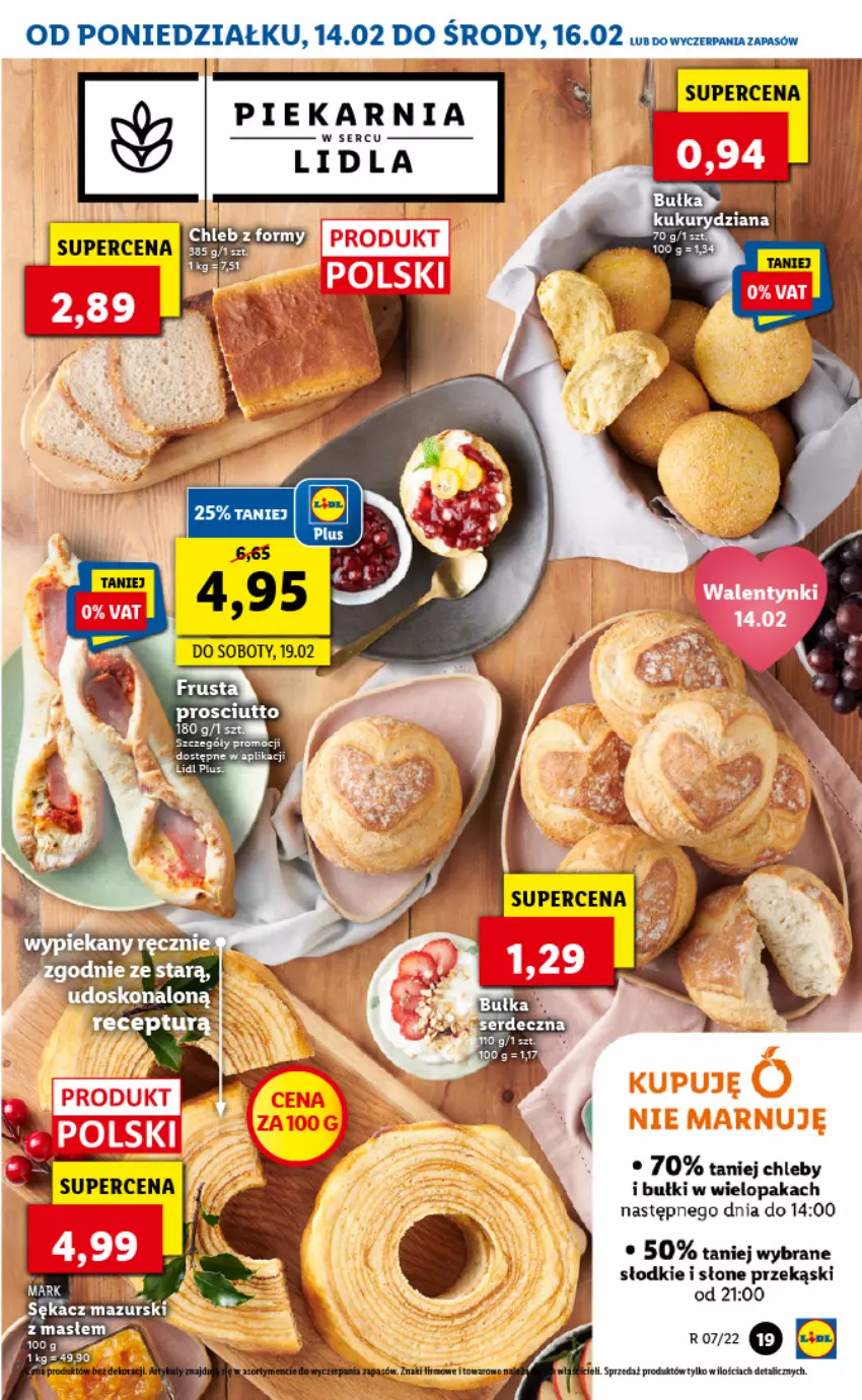 Gazetka promocyjna Lidl - GAZETKA - ważna 14.02 do 16.02.2022 - strona 19 - produkty: Chleb, Prosciutto, Ser