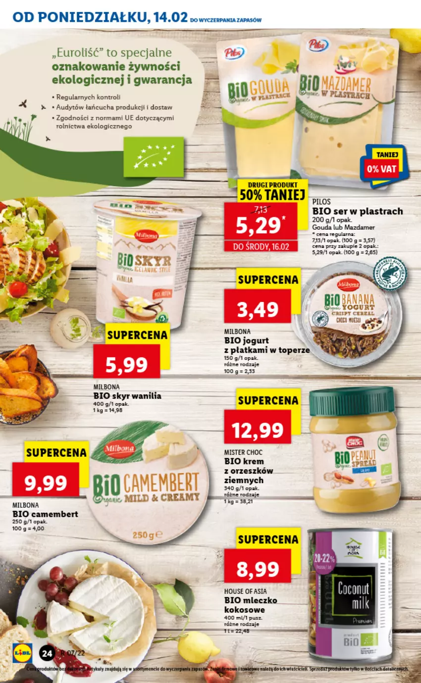 Gazetka promocyjna Lidl - GAZETKA - ważna 14.02 do 16.02.2022 - strona 24 - produkty: Camembert, Gouda, House of Asia, Jogurt, Kokos, Leon, Mazdamer, Mleczko, Pilos, Ser, Top