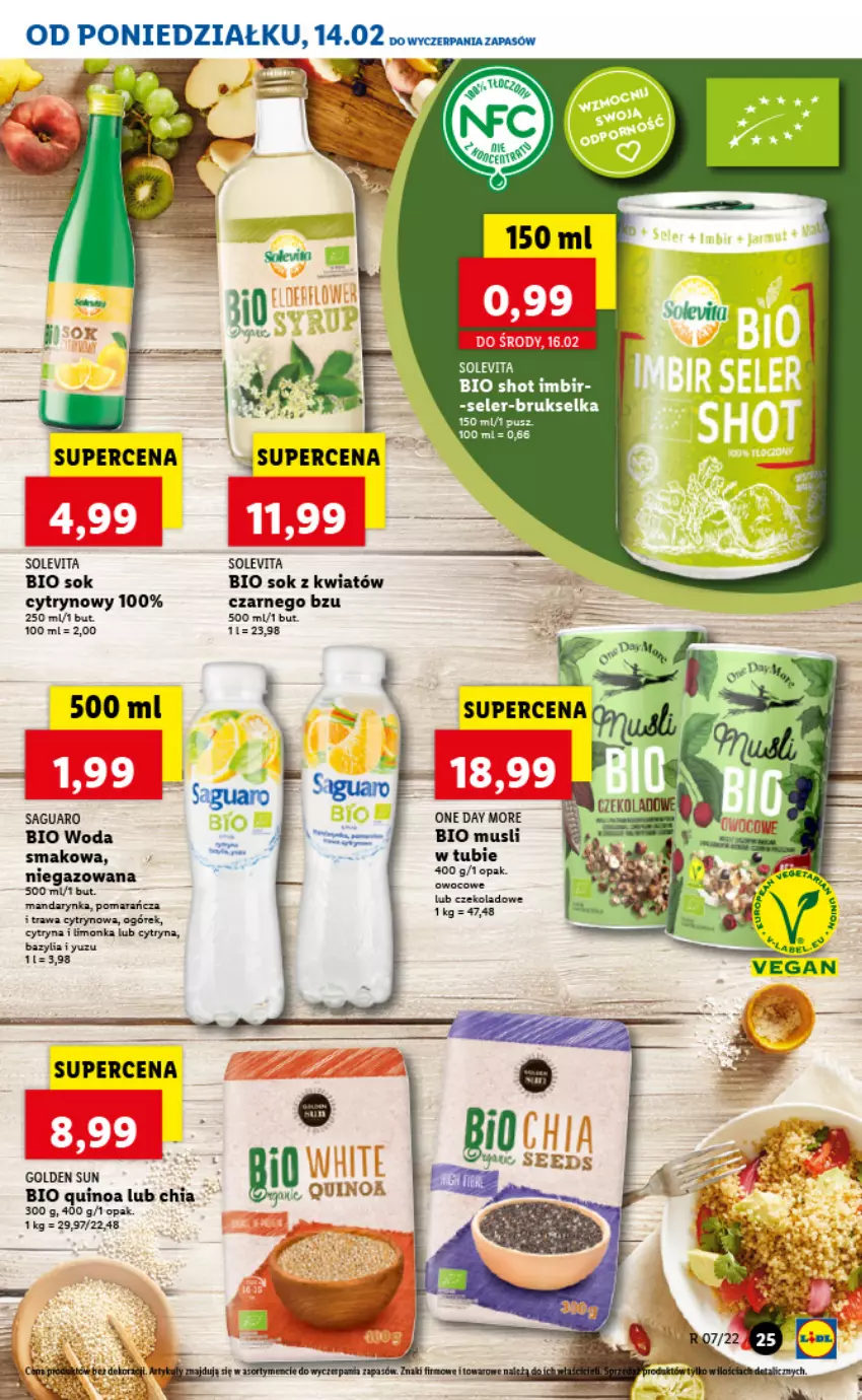 Gazetka promocyjna Lidl - GAZETKA - ważna 14.02 do 16.02.2022 - strona 25 - produkty: Bazyl, Bazylia, Chia, Imbir, Mus, Ogórek, Quinoa, Sok, Woda