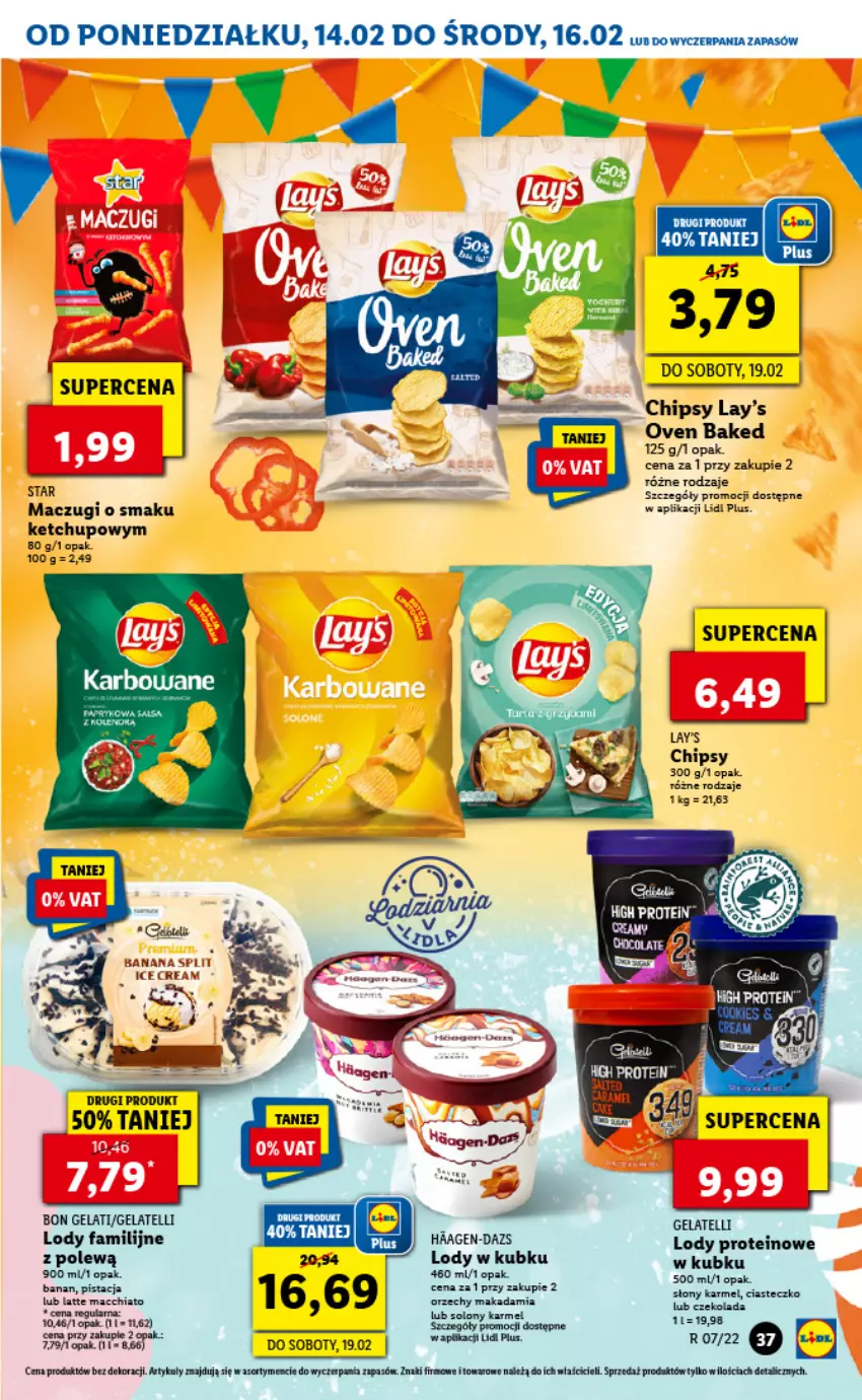 Gazetka promocyjna Lidl - GAZETKA - ważna 14.02 do 16.02.2022 - strona 37 - produkty: Chia, Chipsy, Fa, Ketchup, Lody, Mus, Szal