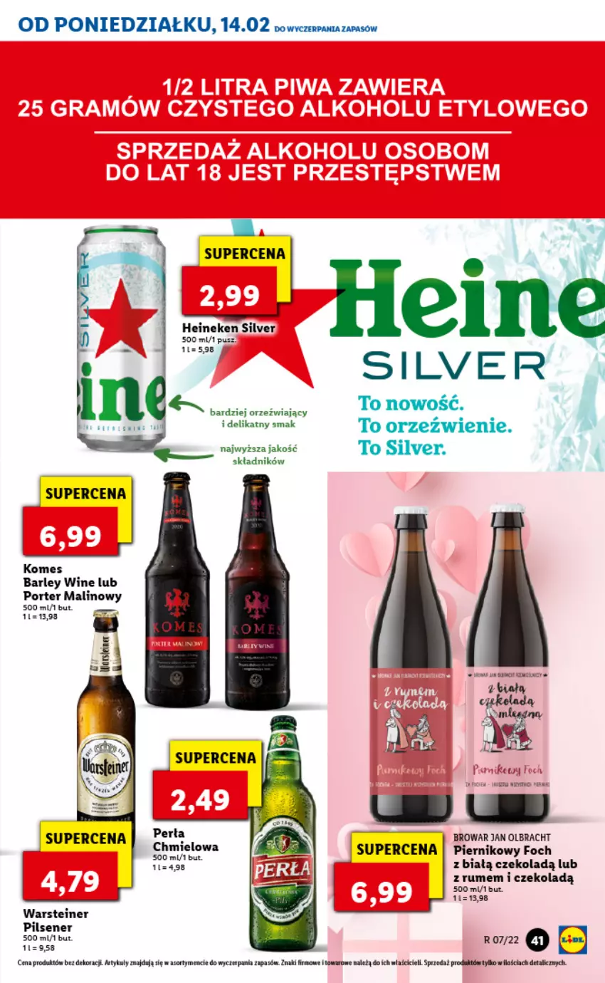 Gazetka promocyjna Lidl - GAZETKA - ważna 14.02 do 16.02.2022 - strona 41 - produkty: Fa, Heineken, Perła, Piernik, Por, Rum