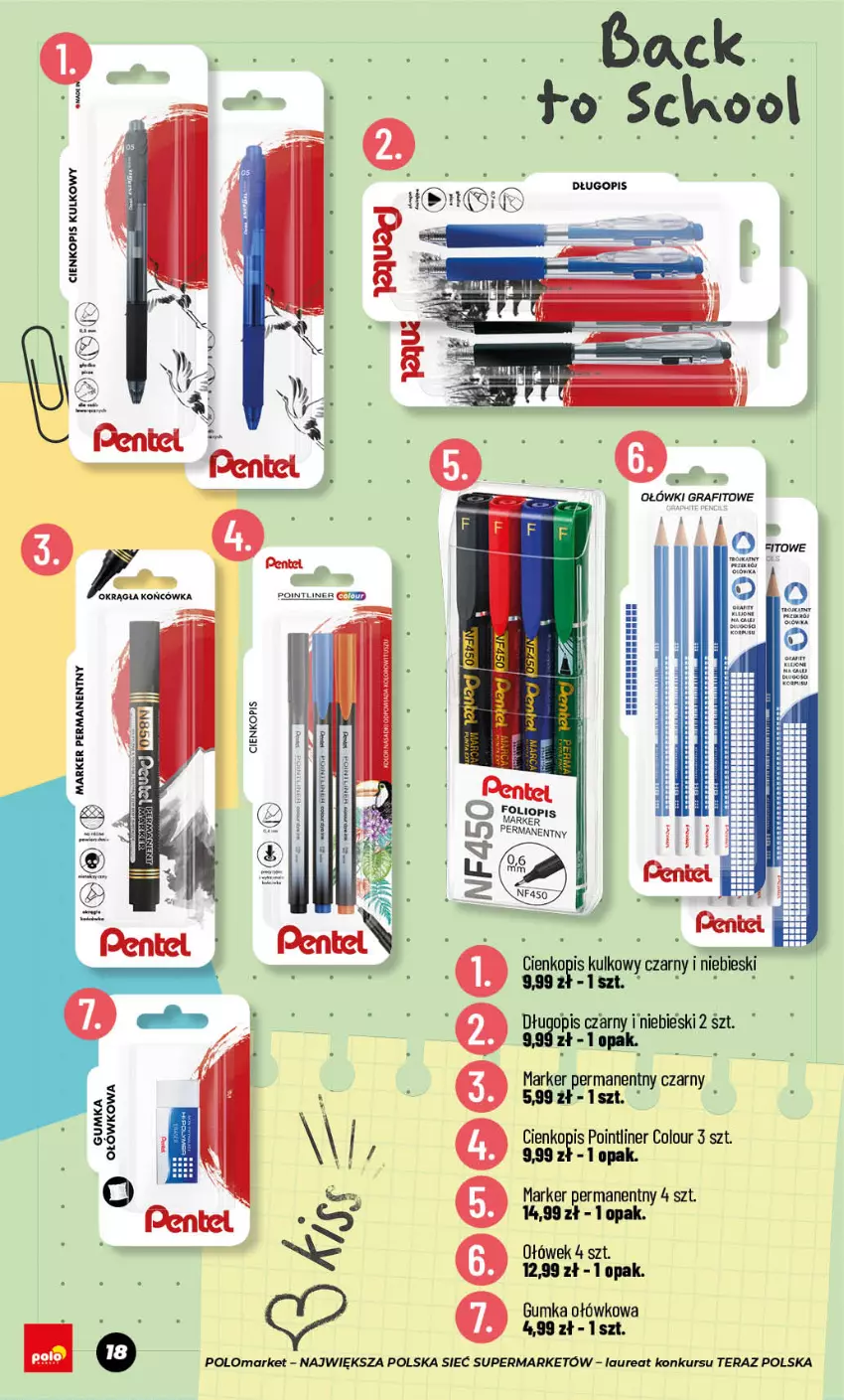 Gazetka promocyjna PoloMarket - Back to school - ważna 24.07 do 10.09.2026 - strona 18 - produkty: Długopis, Laur, Marker, Tera