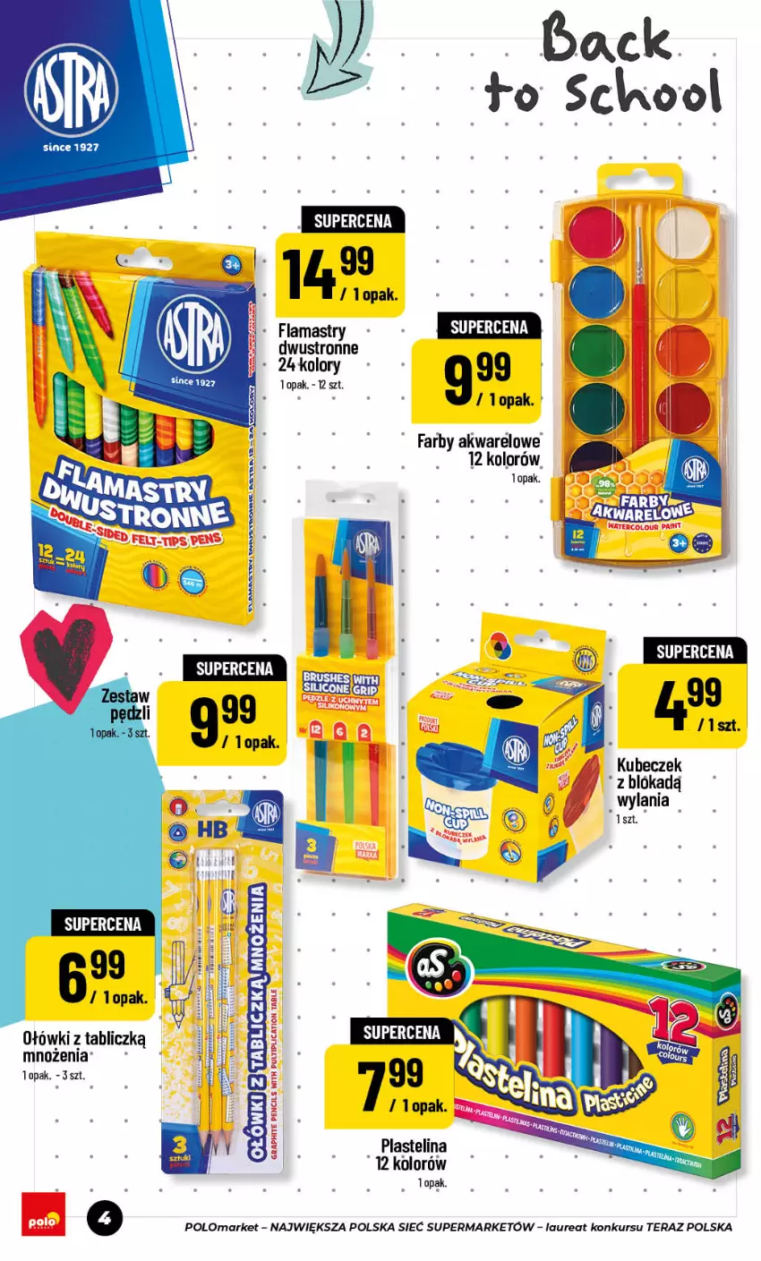 Gazetka promocyjna PoloMarket - Back to school - ważna 24.07 do 10.09.2026 - strona 4 - produkty: Fa, Flamastry, Laur, Noż, Plastelina, Tera, Tran