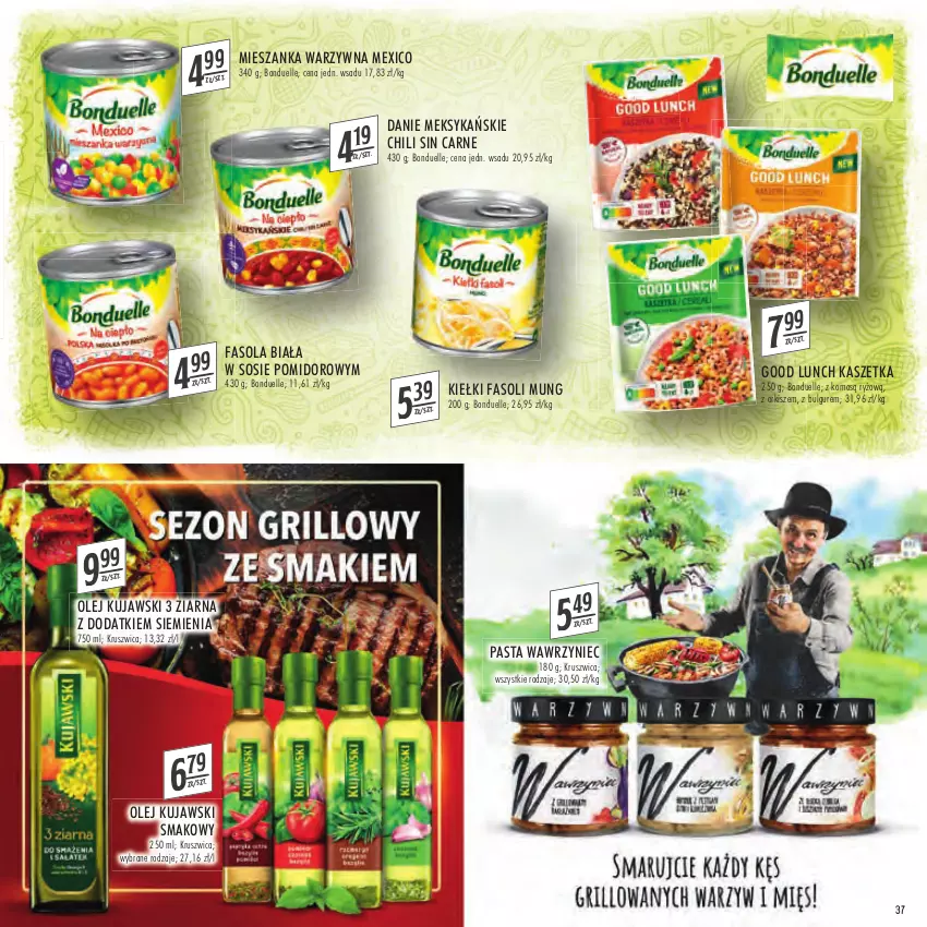 Gazetka promocyjna Stokrotka - Katalog łap okazję - ważna 14.07 do 27.07.2022 - strona 37 - produkty: Bonduelle, Bulgur, Fa, Fasola, Fasoli mung, Kaszetka, Kiełki, Kujawski, LG, Mieszanka warzyw, Olej, Ryż, Sos