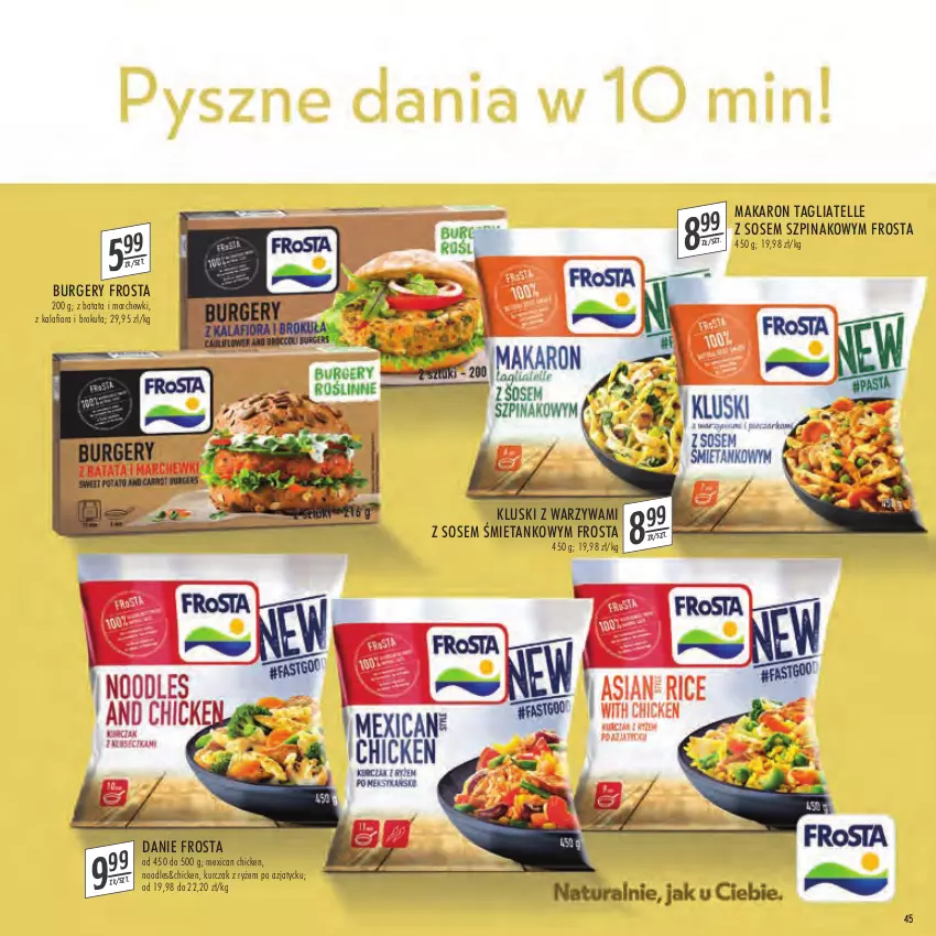 Gazetka promocyjna Stokrotka - Katalog łap okazję - ważna 14.07 do 27.07.2022 - strona 45 - produkty: Burger, Frosta, Kalafior, Kurczak, Makaron, Ryż, Sos, Szpinak, Tagliatelle, Warzywa