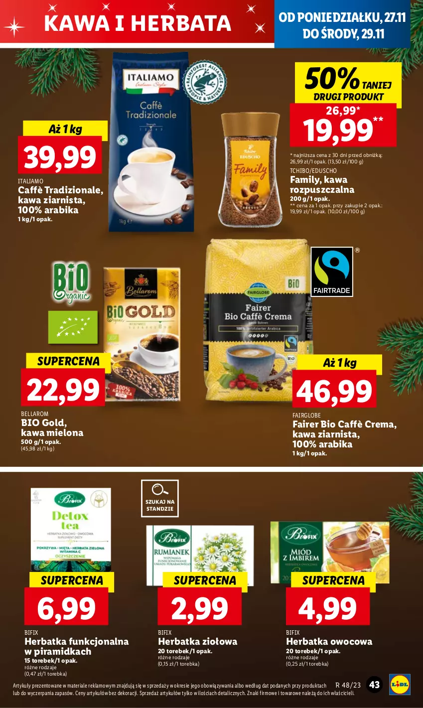 Gazetka promocyjna Lidl - GAZETKA - ważna 27.11 do 29.11.2023 - strona 55 - produkty: Bell, Bella, Fa, Herbata, Kawa, Kawa mielona, Kawa rozpuszczalna, Kawa ziarnista, Tchibo, Torebka