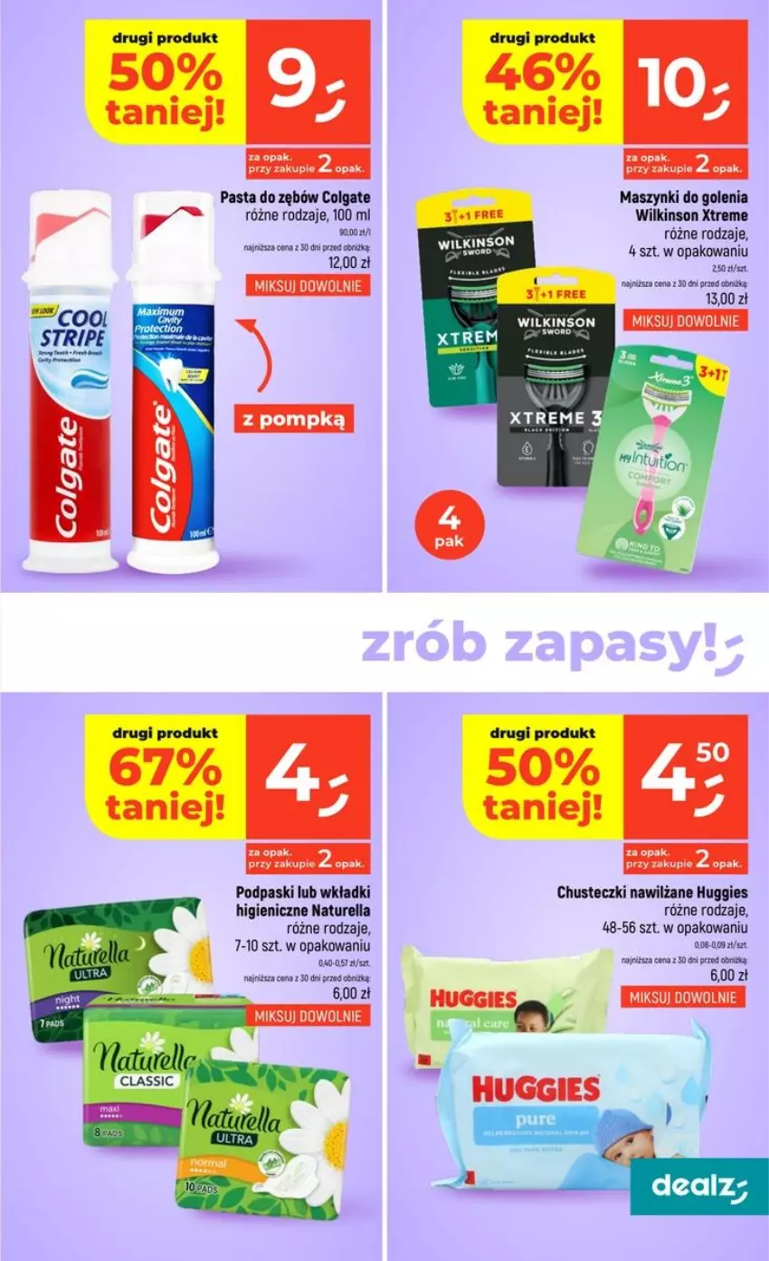 Gazetka promocyjna Dealz - NOWA GAZETKA - ważna 02.07 do 08.07.2026 - strona 43 - produkty: Chusteczki, Colgate, Huggies, LG, Naturell, Naturella, Pasta do zębów, Podpaski, Wkładki