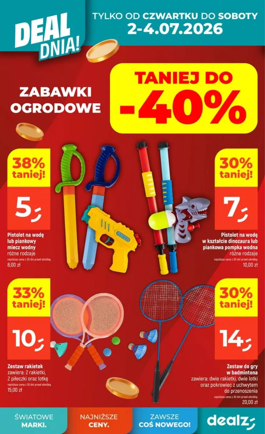 Gazetka promocyjna Dealz - NOWA GAZETKA - ważna 02.07 do 08.07.2026 - strona 6 - produkty: Dinozaur, Miecz, Pistolet, Pokrowiec, Pompka