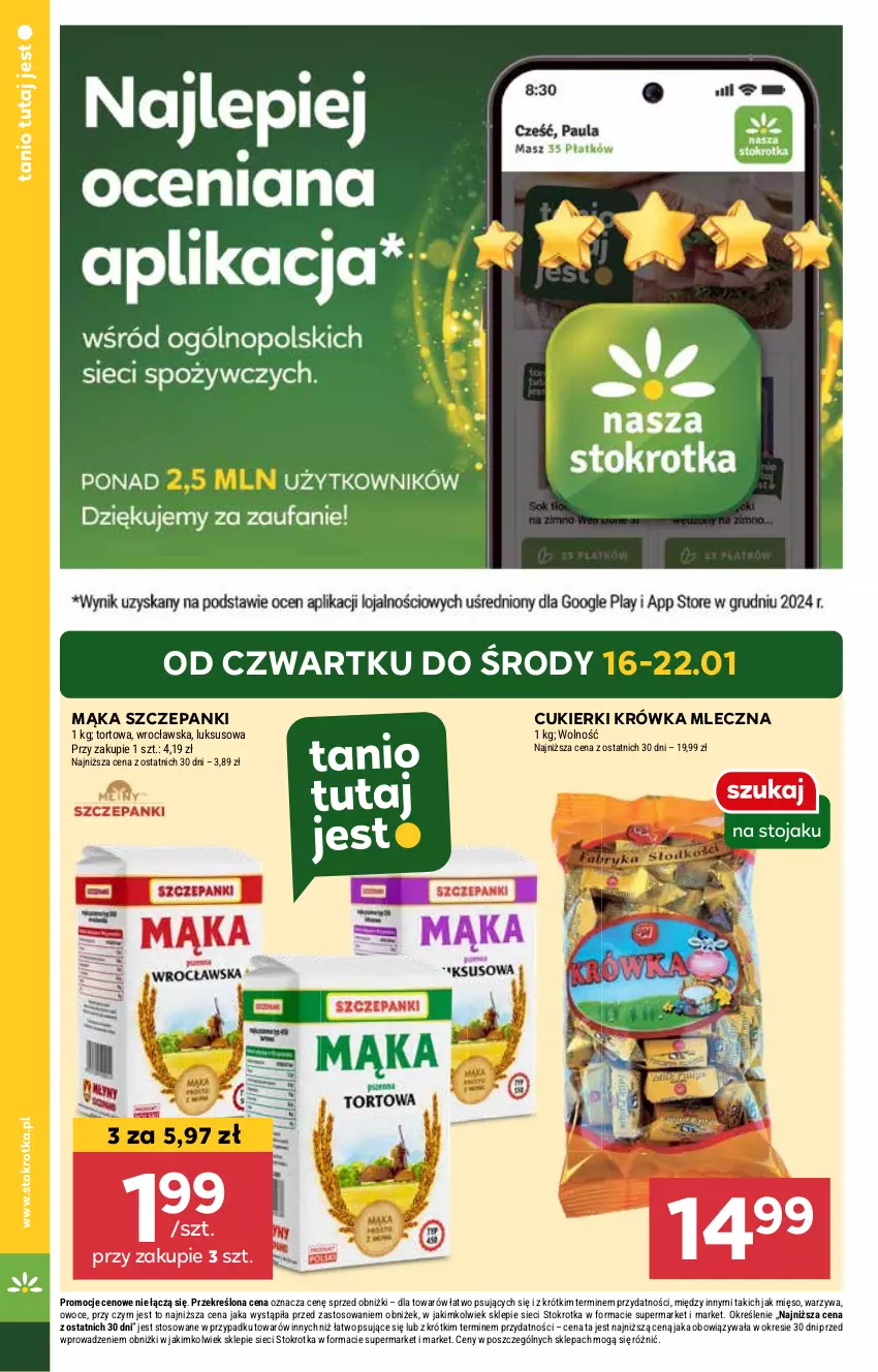 Gazetka promocyjna Stokrotka - Supermarket - ważna 16.01 do 22.01.2025 - strona 2 - produkty: Cukier, Cukierki, Mąka, Mięso, Owoce, Warzywa