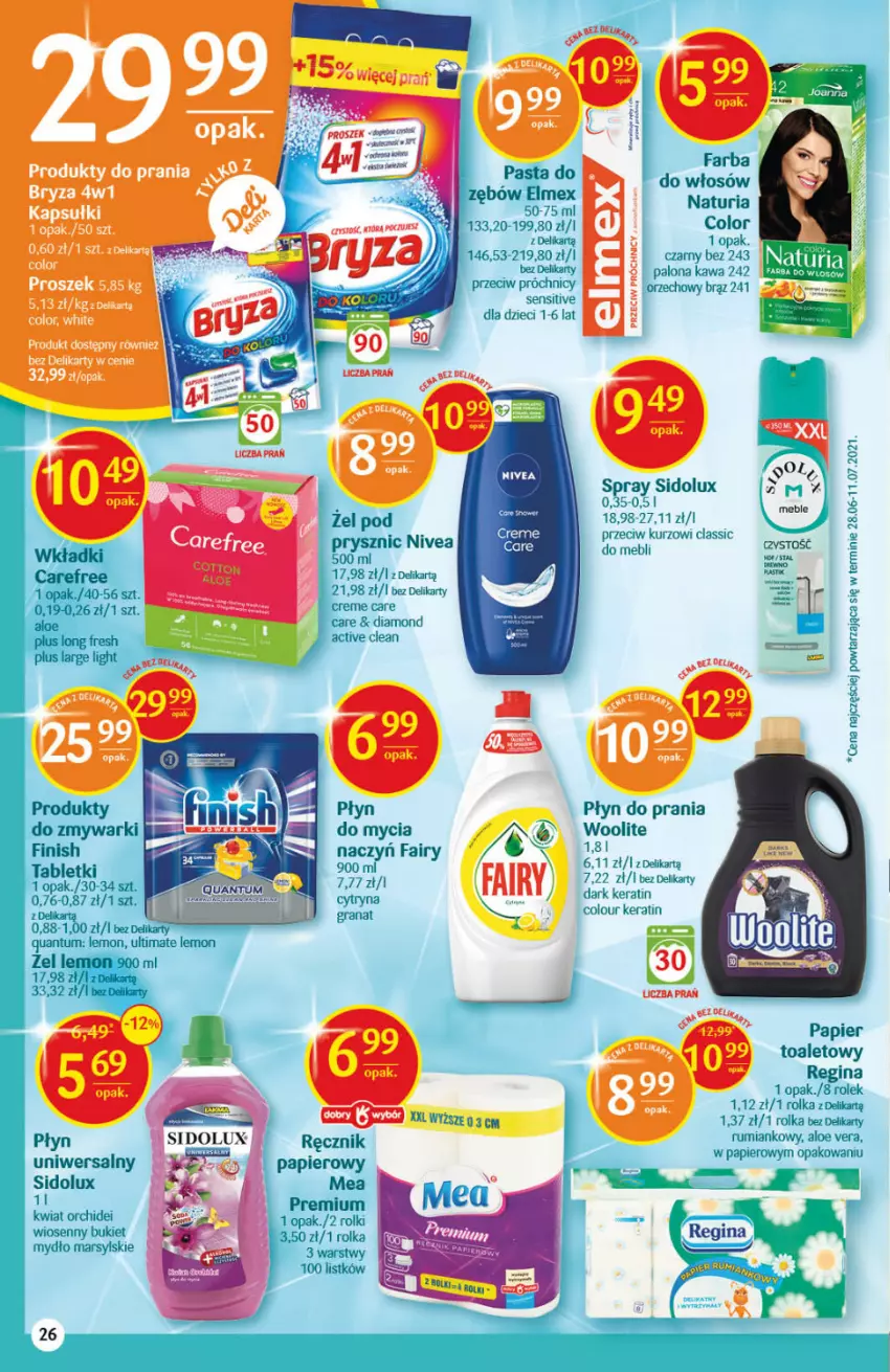 Gazetka promocyjna Delikatesy Centrum - Gazetka Delikatesy Centrum - ważna 02.09 do 08.09.2021 - strona 26 - produkty: Aloe vera, Fa, Fairy, Nivea, Papier, Płyn do prania, Sidolux, Woolite